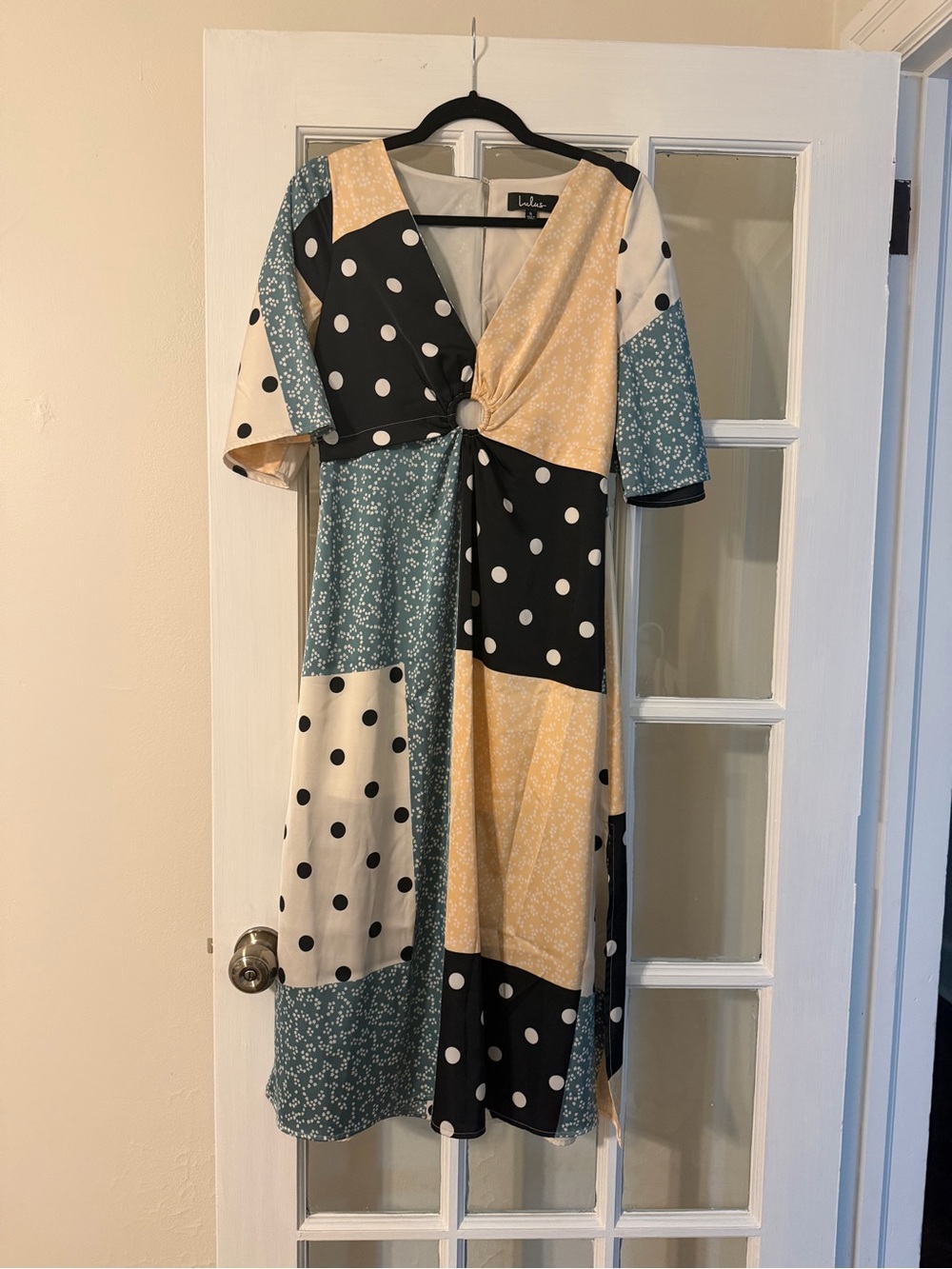 Lulu's Colorblock Polka Dot Floral Midi Dress Sz Small